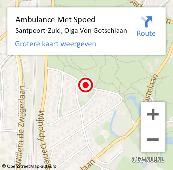 Locatie op kaart van de 112 melding: Ambulance Met Spoed Naar Santpoort-Zuid, Olga Von Gotschlaan op 6 mei 2020 04:22