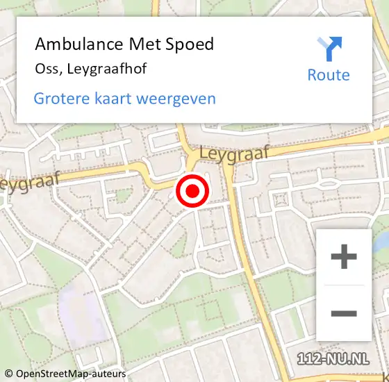 Locatie op kaart van de 112 melding: Ambulance Met Spoed Naar Oss, Leygraafhof op 6 mei 2020 04:59