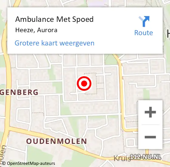 Locatie op kaart van de 112 melding: Ambulance Met Spoed Naar Heeze, Aurora op 6 mei 2020 08:24