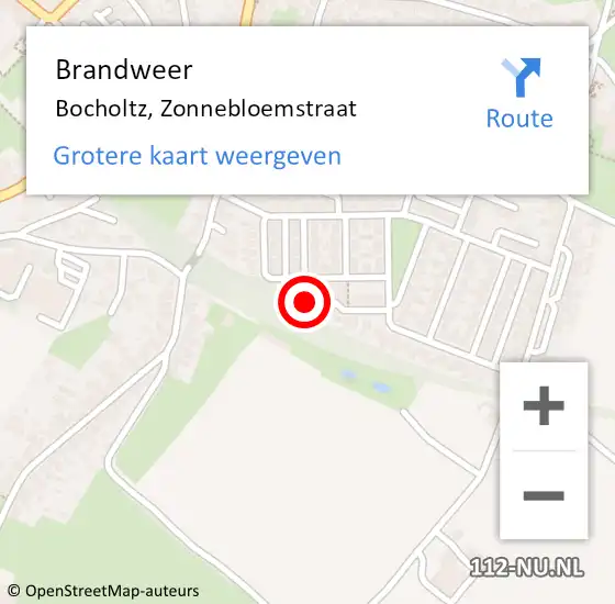 Locatie op kaart van de 112 melding: Brandweer Bocholtz, Zonnebloemstraat op 5 mei 2014 21:54