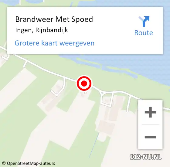 Locatie op kaart van de 112 melding: Brandweer Met Spoed Naar Ingen, Rijnbandijk op 5 mei 2014 21:56