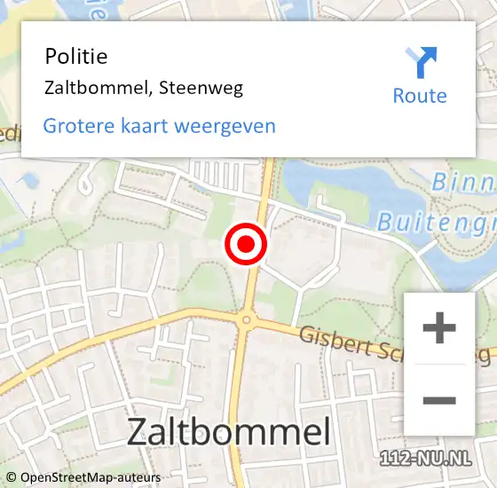 Locatie op kaart van de 112 melding: Politie Zaltbommel, Steenweg op 6 mei 2020 08:59