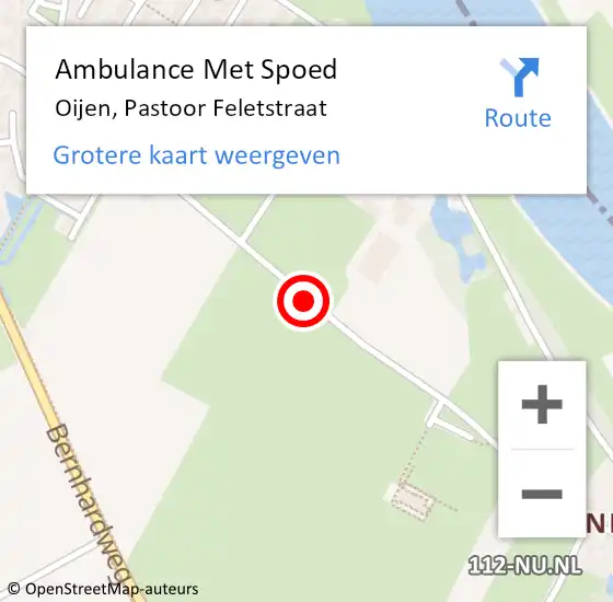 Locatie op kaart van de 112 melding: Ambulance Met Spoed Naar Oijen, Pastoor Feletstraat op 6 mei 2020 09:42