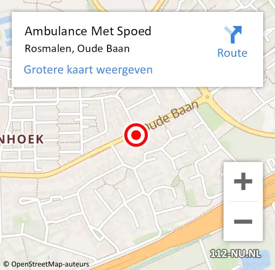 Locatie op kaart van de 112 melding: Ambulance Met Spoed Naar Rosmalen, Oude Baan op 6 mei 2020 10:08