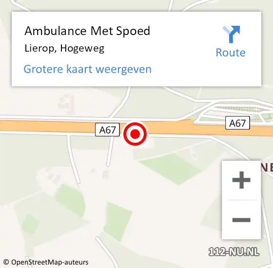 Locatie op kaart van de 112 melding: Ambulance Met Spoed Naar Lierop, Hogeweg op 6 mei 2020 11:34