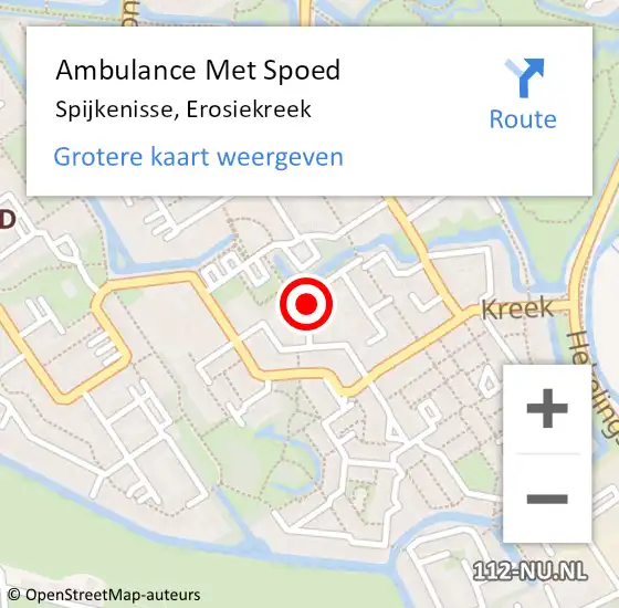 Locatie op kaart van de 112 melding: Ambulance Met Spoed Naar Spijkenisse, Erosiekreek op 6 mei 2020 12:03