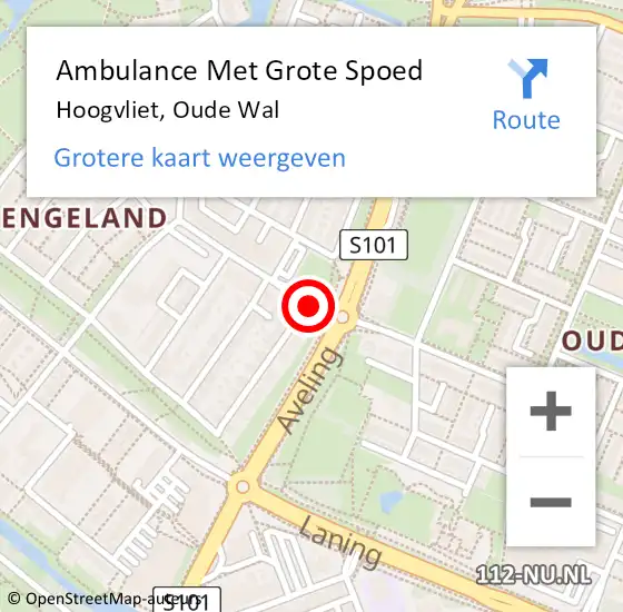 Locatie op kaart van de 112 melding: Ambulance Met Grote Spoed Naar Hoogvliet, Oude Wal op 6 mei 2020 12:17