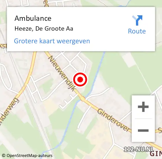 Locatie op kaart van de 112 melding: Ambulance Heeze, De Groote Aa op 6 mei 2020 12:27