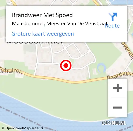 Locatie op kaart van de 112 melding: Brandweer Met Spoed Naar Maasbommel, Meester Van De Venstraat op 6 mei 2020 12:30