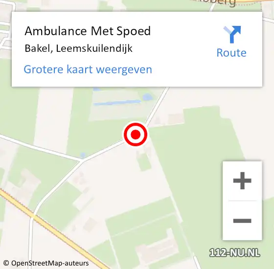 Locatie op kaart van de 112 melding: Ambulance Met Spoed Naar Bakel, Leemskuilendijk op 6 mei 2020 12:30