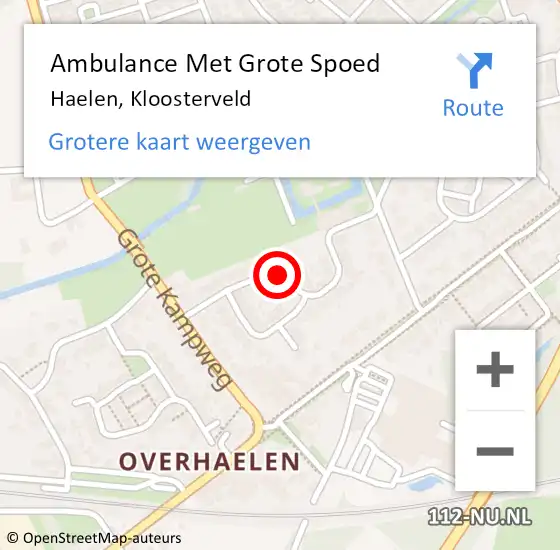 Locatie op kaart van de 112 melding: Ambulance Met Grote Spoed Naar Haelen, Kloosterveld op 6 mei 2020 13:02