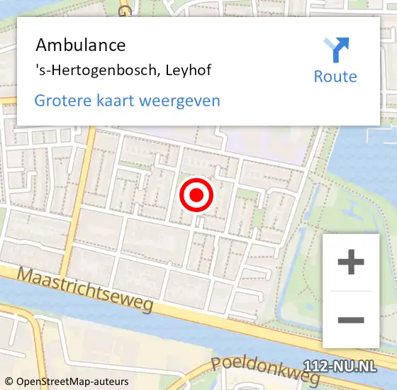 Locatie op kaart van de 112 melding: Ambulance 's-Hertogenbosch, Leyhof op 6 mei 2020 13:32