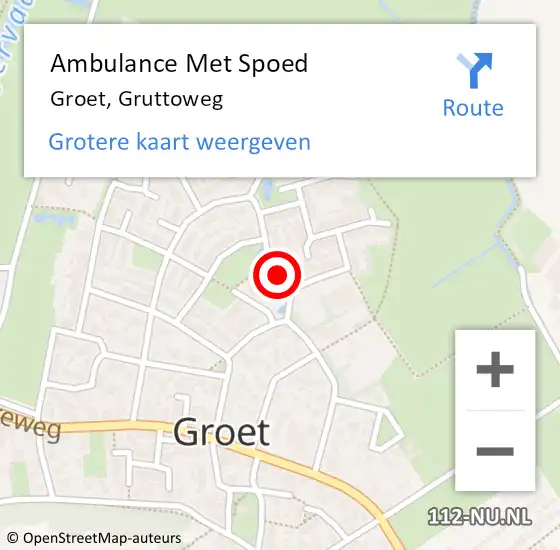 Locatie op kaart van de 112 melding: Ambulance Met Spoed Naar Groet, Gruttoweg op 6 mei 2020 13:50