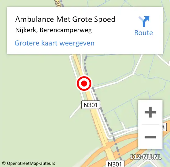 Locatie op kaart van de 112 melding: Ambulance Met Grote Spoed Naar Nijkerk, Berencamperweg op 6 mei 2020 13:57