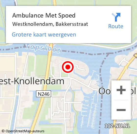 Locatie op kaart van de 112 melding: Ambulance Met Spoed Naar Westknollendam, Bakkersstraat op 6 mei 2020 14:15