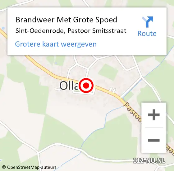 Locatie op kaart van de 112 melding: Brandweer Met Grote Spoed Naar Sint-Oedenrode, Pastoor Smitsstraat op 6 mei 2020 14:54