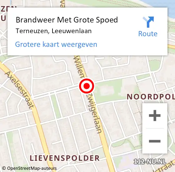 Locatie op kaart van de 112 melding: Brandweer Met Grote Spoed Naar Terneuzen, Leeuwenlaan op 6 mei 2020 15:03