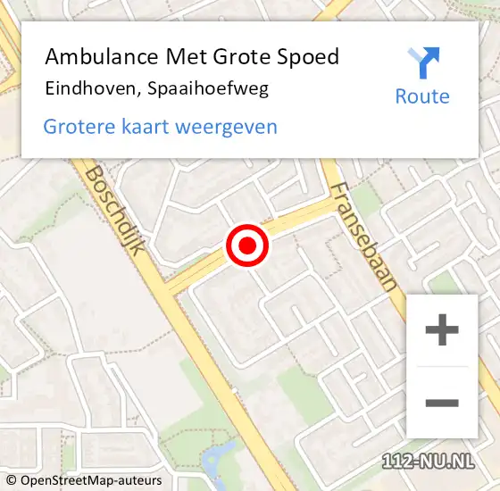 Locatie op kaart van de 112 melding: Ambulance Met Grote Spoed Naar Eindhoven, Spaaihoefweg op 6 mei 2020 15:19