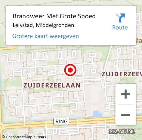 Locatie op kaart van de 112 melding: Brandweer Met Grote Spoed Naar Lelystad, Middelgronden op 6 mei 2020 15:23