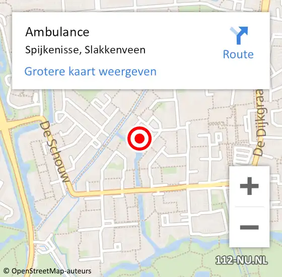 Locatie op kaart van de 112 melding: Ambulance Spijkenisse, Slakkenveen op 6 mei 2020 15:50