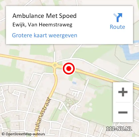 Locatie op kaart van de 112 melding: Ambulance Met Spoed Naar Ewijk, Van Heemstraweg op 6 mei 2020 15:52