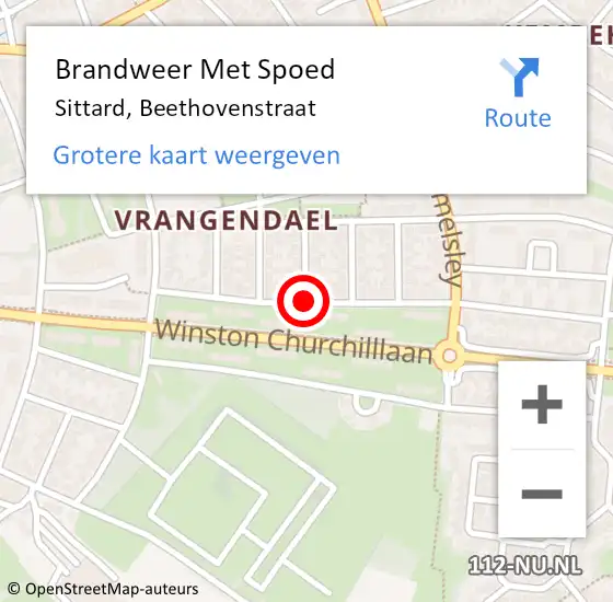 Locatie op kaart van de 112 melding: Brandweer Met Spoed Naar Sittard, Beethovenstraat op 6 mei 2020 16:16