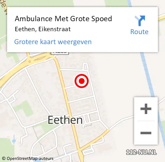 Locatie op kaart van de 112 melding: Ambulance Met Grote Spoed Naar Eethen, Eikenstraat op 5 mei 2014 23:35