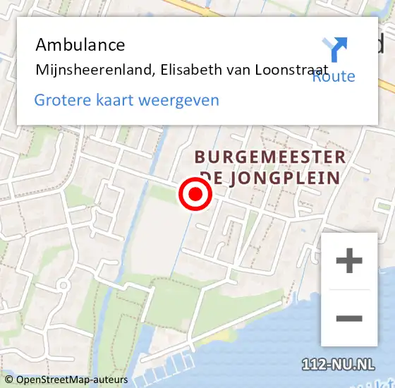 Locatie op kaart van de 112 melding: Ambulance Mijnsheerenland, Elisabeth van Loonstraat op 6 mei 2020 17:08