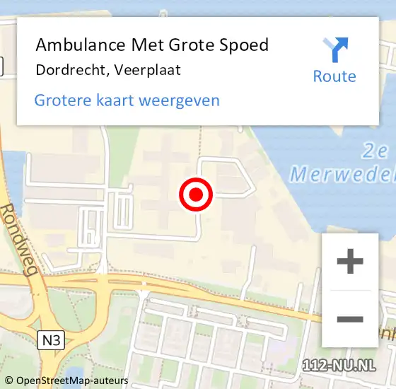 Locatie op kaart van de 112 melding: Ambulance Met Grote Spoed Naar Dordrecht, Veerplaat op 6 mei 2020 18:44