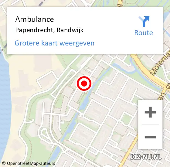 Locatie op kaart van de 112 melding: Ambulance Papendrecht, Randwijk op 6 mei 2020 18:53