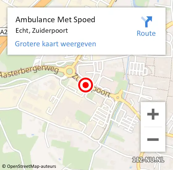 Locatie op kaart van de 112 melding: Ambulance Met Spoed Naar Echt, Zuiderpoort op 6 mei 2020 19:13