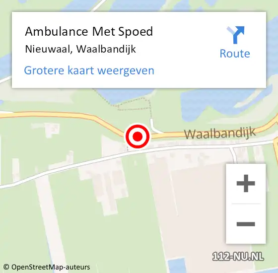 Locatie op kaart van de 112 melding: Ambulance Met Spoed Naar Nieuwaal, Waalbandijk op 6 mei 2020 22:43