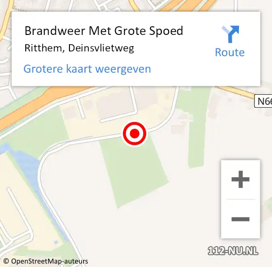 Locatie op kaart van de 112 melding: Brandweer Met Grote Spoed Naar Ritthem, Deinsvlietweg op 6 mei 2020 22:50