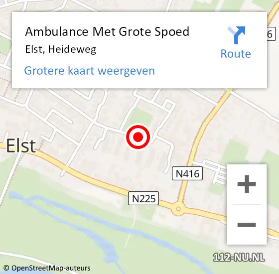 Locatie op kaart van de 112 melding: Ambulance Met Grote Spoed Naar Elst, Heideweg op 7 mei 2020 00:04
