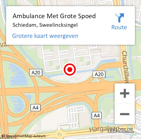 Locatie op kaart van de 112 melding: Ambulance Met Grote Spoed Naar Schiedam, Sweelincksingel op 7 mei 2020 01:56