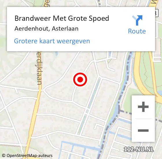 Locatie op kaart van de 112 melding: Brandweer Met Grote Spoed Naar Aerdenhout, Asterlaan op 7 mei 2020 02:15