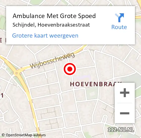 Locatie op kaart van de 112 melding: Ambulance Met Grote Spoed Naar Schijndel, Hoevenbraaksestraat op 7 mei 2020 06:22