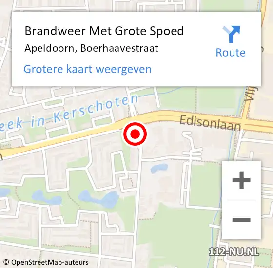 Locatie op kaart van de 112 melding: Brandweer Met Grote Spoed Naar Apeldoorn, Boerhaavestraat op 7 mei 2020 07:13