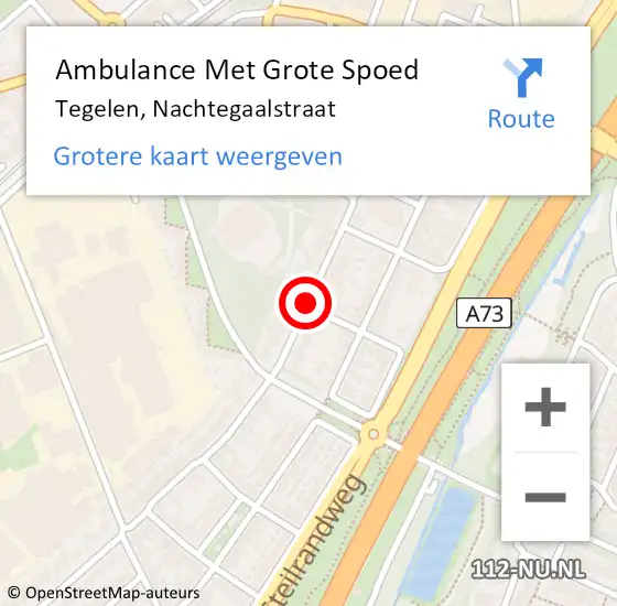 Locatie op kaart van de 112 melding: Ambulance Met Grote Spoed Naar Tegelen, Nachtegaalstraat op 7 mei 2020 08:00