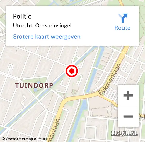 Locatie op kaart van de 112 melding: Politie Utrecht, Ornsteinsingel op 7 mei 2020 08:10