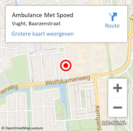 Locatie op kaart van de 112 melding: Ambulance Met Spoed Naar Vught, Baarzenstraat op 7 mei 2020 09:04