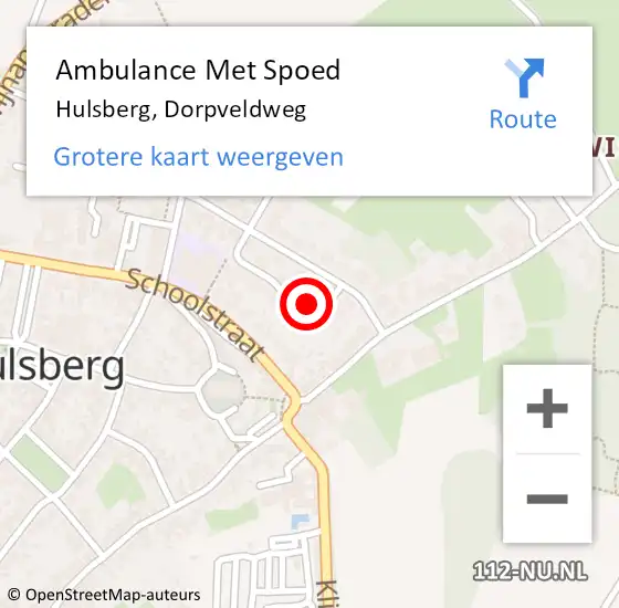 Locatie op kaart van de 112 melding: Ambulance Met Spoed Naar Hulsberg, Dorpveldweg op 6 mei 2014 01:22