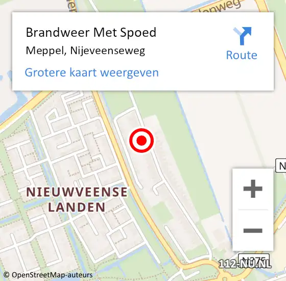 Locatie op kaart van de 112 melding: Brandweer Met Spoed Naar Meppel, Nijeveenseweg op 6 mei 2014 01:39