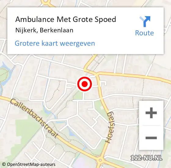 Locatie op kaart van de 112 melding: Ambulance Met Grote Spoed Naar Nijkerk, Berkenlaan op 7 mei 2020 10:52