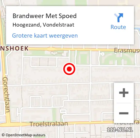 Locatie op kaart van de 112 melding: Brandweer Met Spoed Naar Hoogezand, Vondelstraat op 6 mei 2014 02:23