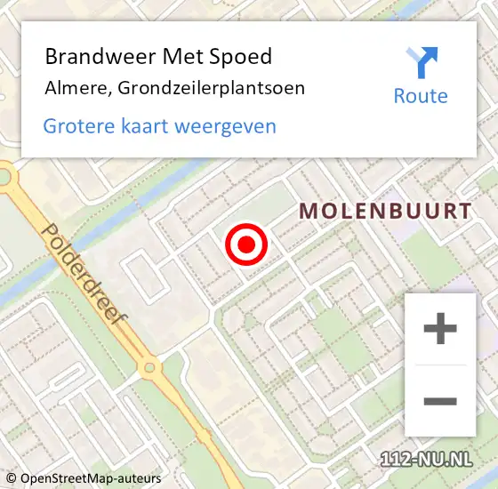 Locatie op kaart van de 112 melding: Brandweer Met Spoed Naar Almere, Grondzeilerplantsoen op 7 mei 2020 13:35