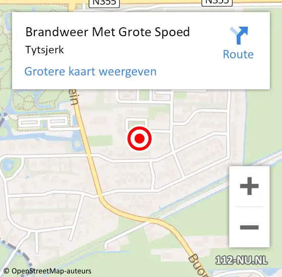 Locatie op kaart van de 112 melding: Brandweer Met Grote Spoed Naar Tytsjerk op 7 mei 2020 13:53