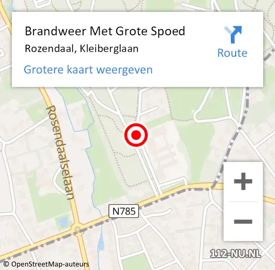 Locatie op kaart van de 112 melding: Brandweer Met Grote Spoed Naar Rozendaal, Kleiberglaan op 7 mei 2020 13:55