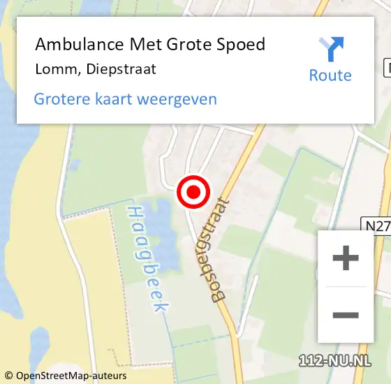 Locatie op kaart van de 112 melding: Ambulance Met Grote Spoed Naar Lomm, Diepstraat op 6 mei 2014 02:47