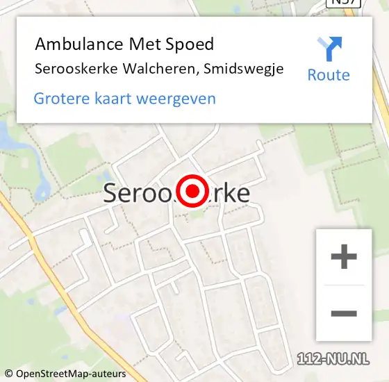 Locatie op kaart van de 112 melding: Ambulance Met Spoed Naar Serooskerke Walcheren, Smidswegje op 8 september 2013 02:08